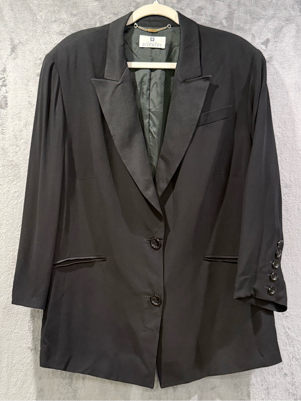 Givenchy Womens Black Tailored Peak Lapel Blazer Jacket Lined Size US 20W Office
